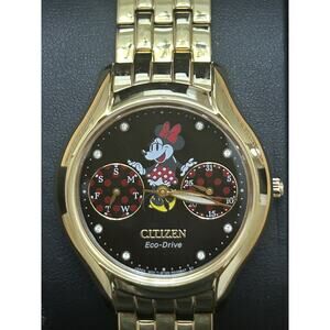 NWT and Box Citizen Gold Disney Minnie Mouse Watch